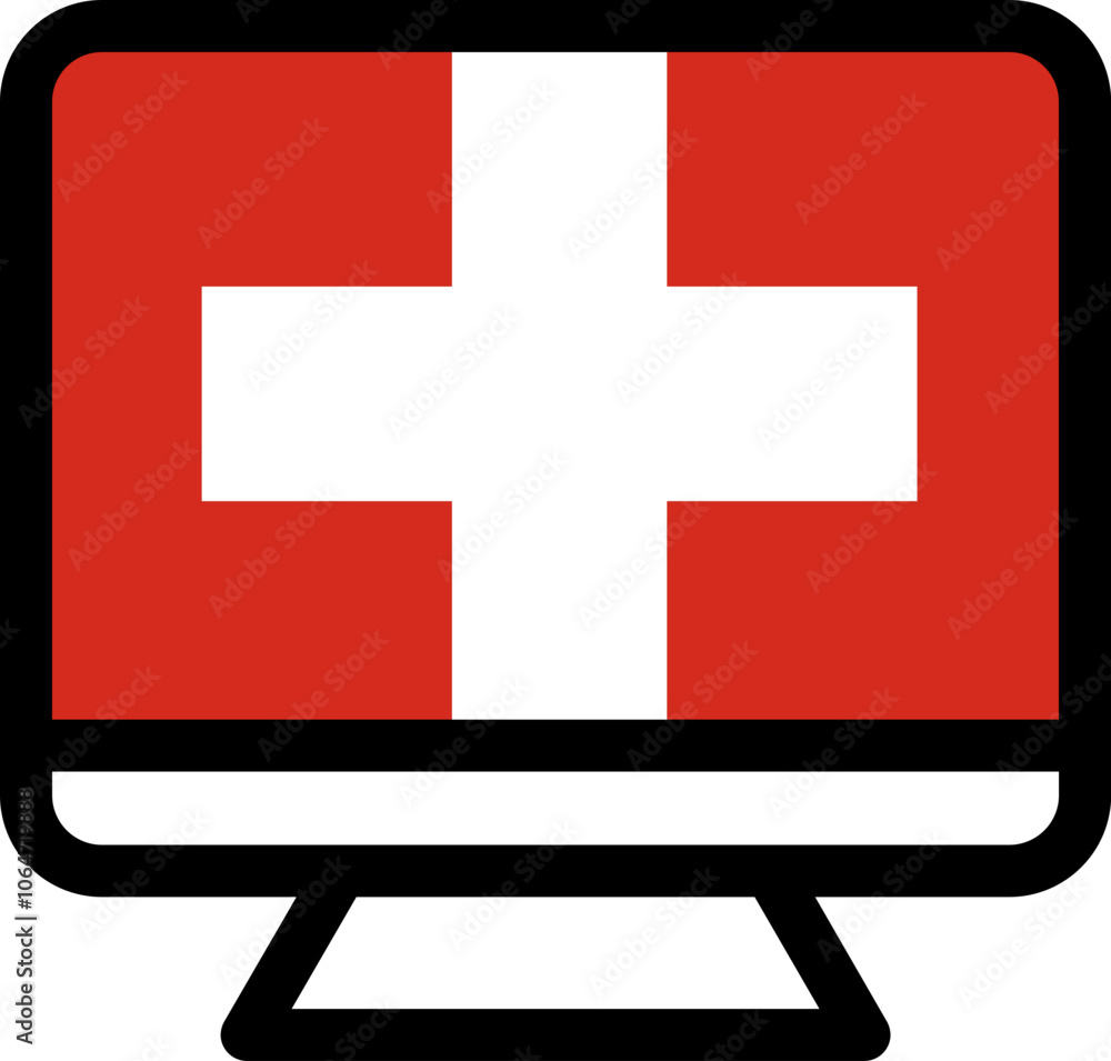 Switzerland flag icon on Monitor Switzerland flag icon on Monitor