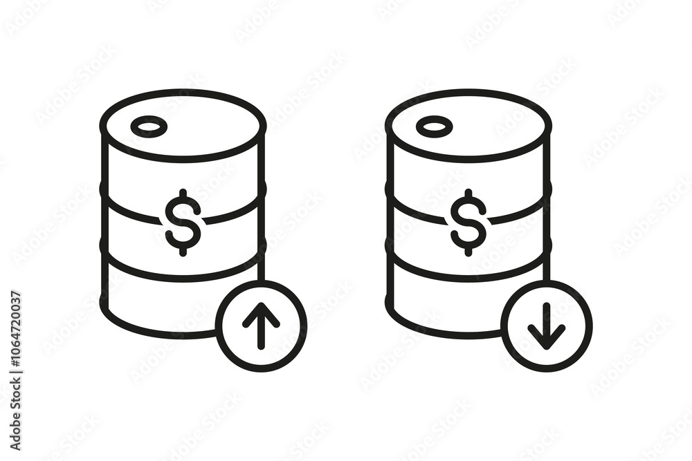 Oil barrel icon vector set. Fuel price increase symbol Oil barrel icon vector set. Fuel price increase symbol