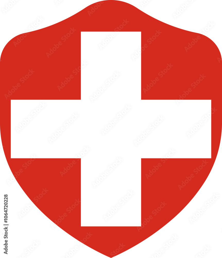 Obraz premium Switzerland Flag on Shield Shape