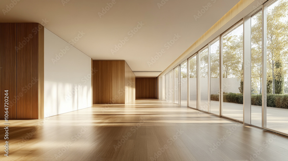 Obraz premium Wooden flooring and walls, window shadows