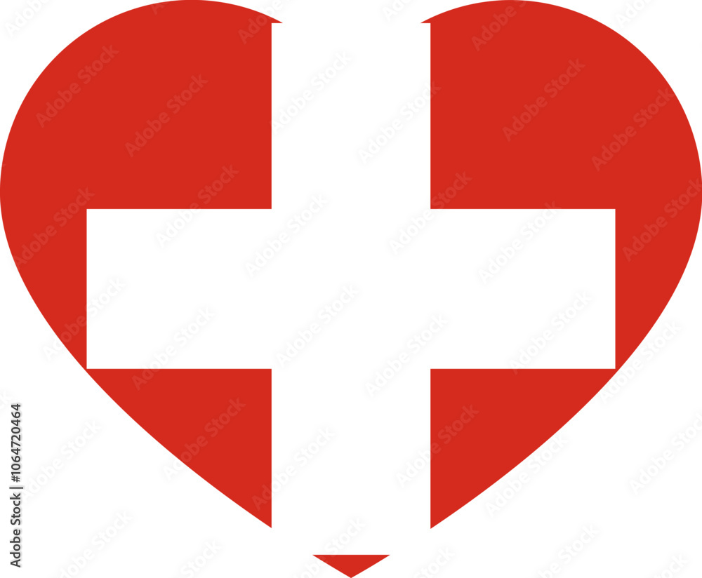 Obraz premium Heart Icon inside Switzerland Flag