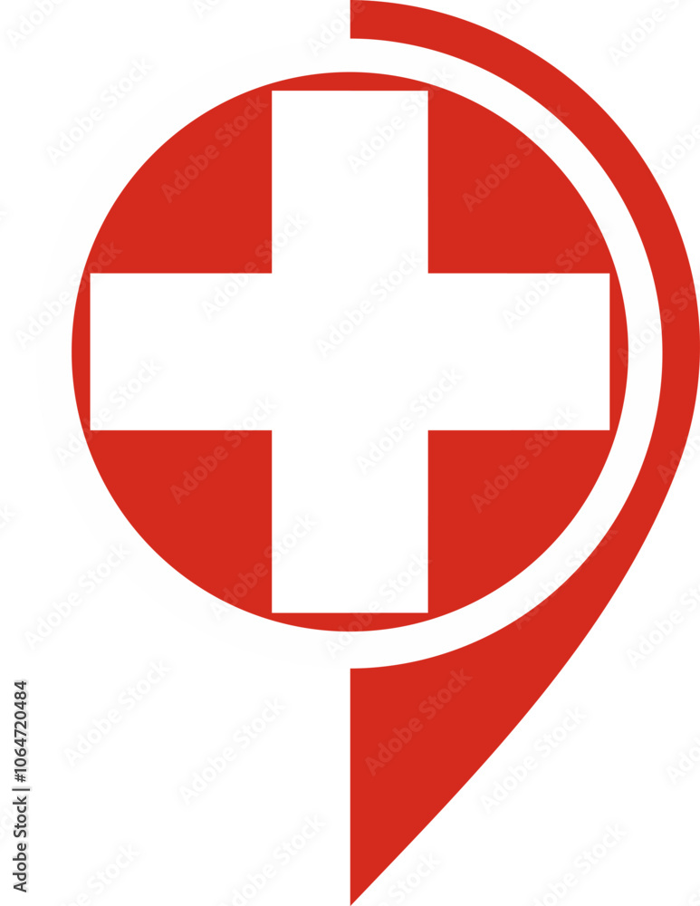 Obraz premium Map Icon Inside Switzerland Flag