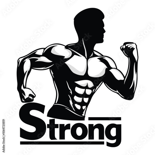 vector illustration of a muscular man, strong man vector isolated white background