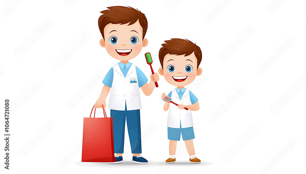 Father teaches son essential dental health skills to prevent oral health risks and promote effective screening habits Father teaches son essential dental health skills to prevent oral health risks and promote effective screening habits