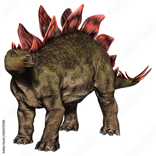 Watercolor painting kentrosaurus dinosaur isolated on transparent background PNG