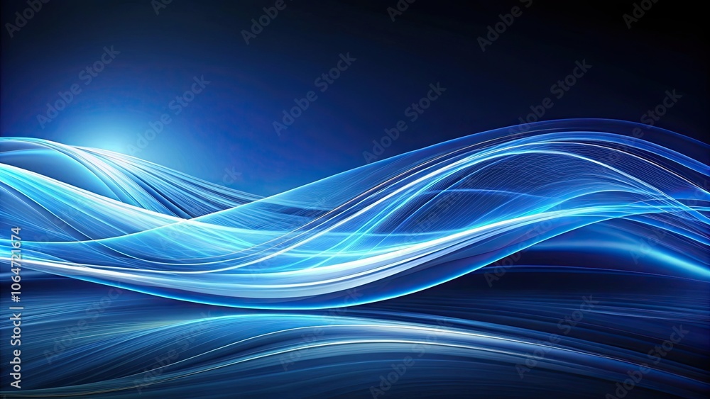 Fototapeta premium Dynamic abstract landscape created by flowing blue lines, blue, lines, flowing, dynamic, abstract, landscape, design