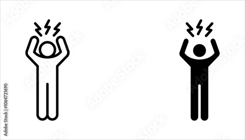 Emotional stress linear icons set. depression symbol vector illustration on white background