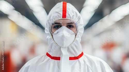 Skilled electronics assemblers wearing protective gear meticulously working on an assembly line to ensure precision and production in a technologically advanced factory setting photo