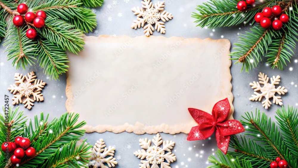 Top view mock up greeting wishes card Christmas decoration Top view mock up greeting wishes card Christmas decoration