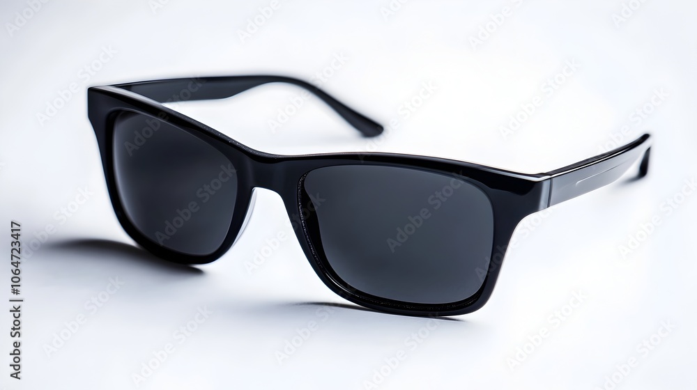 Sleek and Stylish Black Plastic Sunglasses Elegantly Isolated on a Clean White Background Sleek and Stylish Black Plastic Sunglasses Elegantly Isolated on a Clean White Background