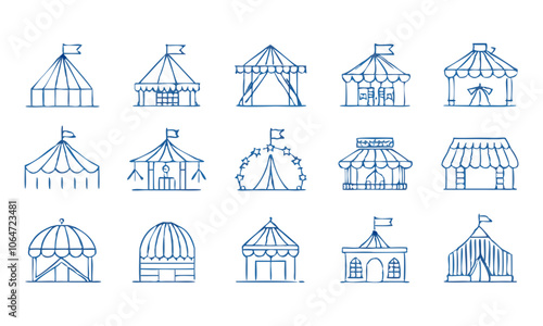 Download Event Tent Thin Line Icons Set . This Design Concept Isolated Premium Vector. 