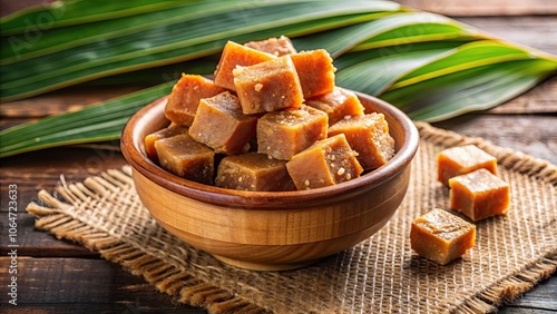 Sweet and natural palm jaggery karupatti mittai from Tamil Nadu photo