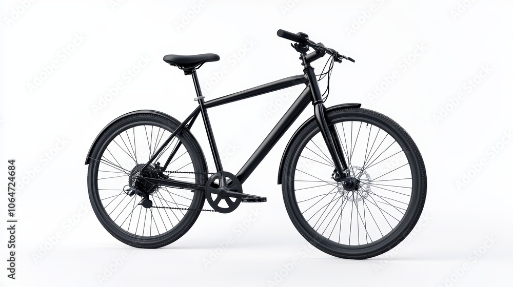 Fototapeta premium Simple bicycle illustration on a clean white background featuring basic lines and shapes to represent a classic bike design