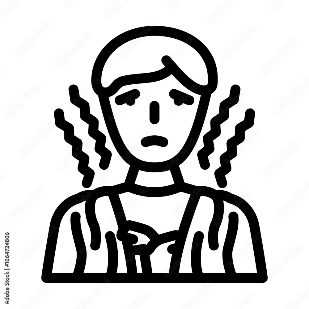 Naklejka premium fever chills disease symptom line icon vector. fever chills disease symptom sign. isolated contour symbol black illustration
