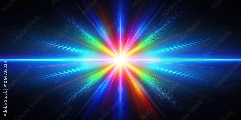 Obraz premium Blue light flare prism rainbow flares overlay effect on black background , blue, light, flare, prism, rainbow, overlay