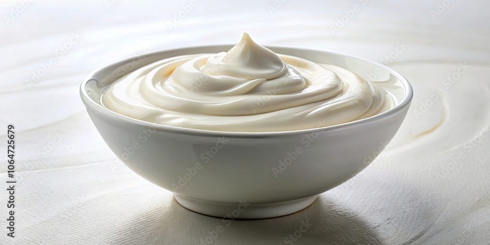 A bowl of sour cream with a smooth texture and creamy consistency, dairy, condiment, white, fresh, dip, culinary, food A bowl of sour cream with a smooth texture and creamy consistency, dairy, condiment, white, fresh, dip, culinary, food