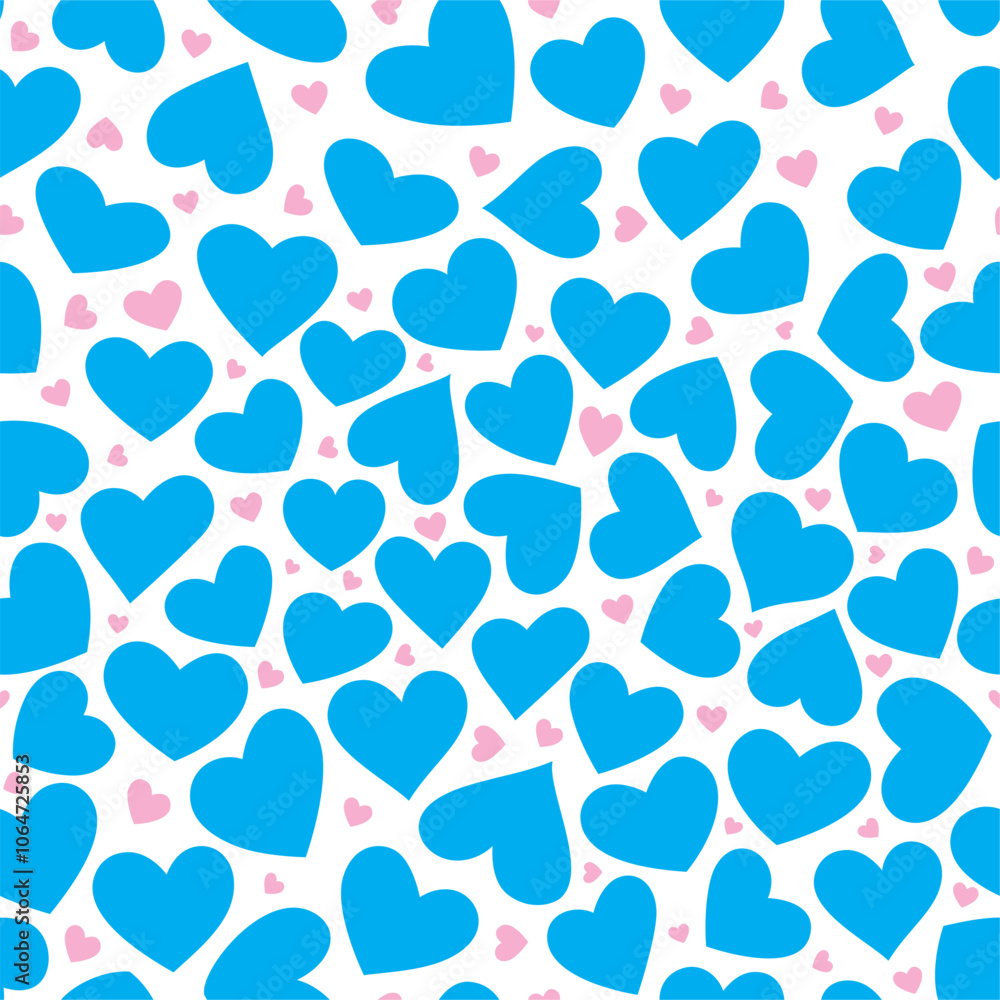 Vector seamless texture with blue and pink hearts on a white background. Isolated on white background Vector seamless texture with blue and pink hearts on a white background. Isolated on white background