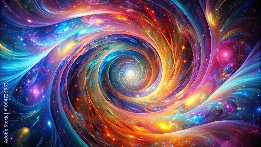 Obraz premium Futuristic cosmic vortex abstract art with swirling colorful patterns , futuristic, cosmic, vortex, abstract, art, swirling