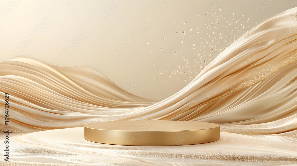 Elegant Beige Liquid Podium Backdrop for Premium Product Presentation