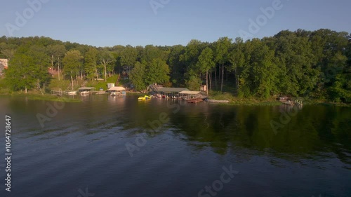 Wallpaper Mural Aerial drone video flying toward a boat dock and lakehouse on Lake of Egypt, Southern Illinois. Torontodigital.ca