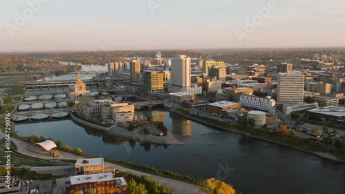 Cedar Rapids Iowa Sunrise Drone Tracking Right Shot photo