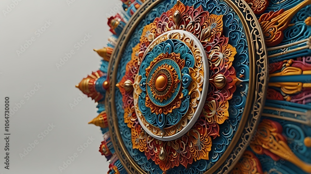 Fototapeta premium Realistic Thai mandala with sharp lines and clean edges, no background
