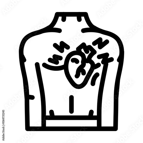 chest pain palpitations disease symptom line icon vector. chest pain palpitations disease symptom sign. isolated contour symbol black illustration
