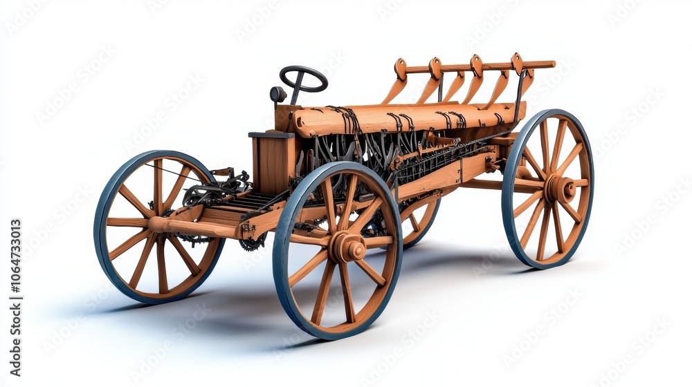 Fototapeta premium Vintage Farm Equipment on White Background