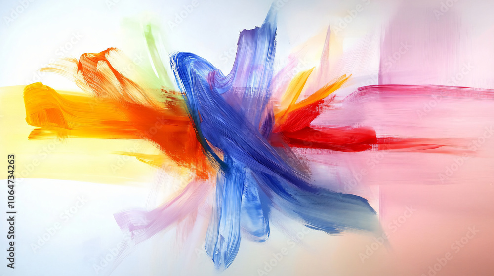 Abstract brush strokes in vibrant pastel colors create dynamic composition Abstract brush strokes in vibrant pastel colors create dynamic composition