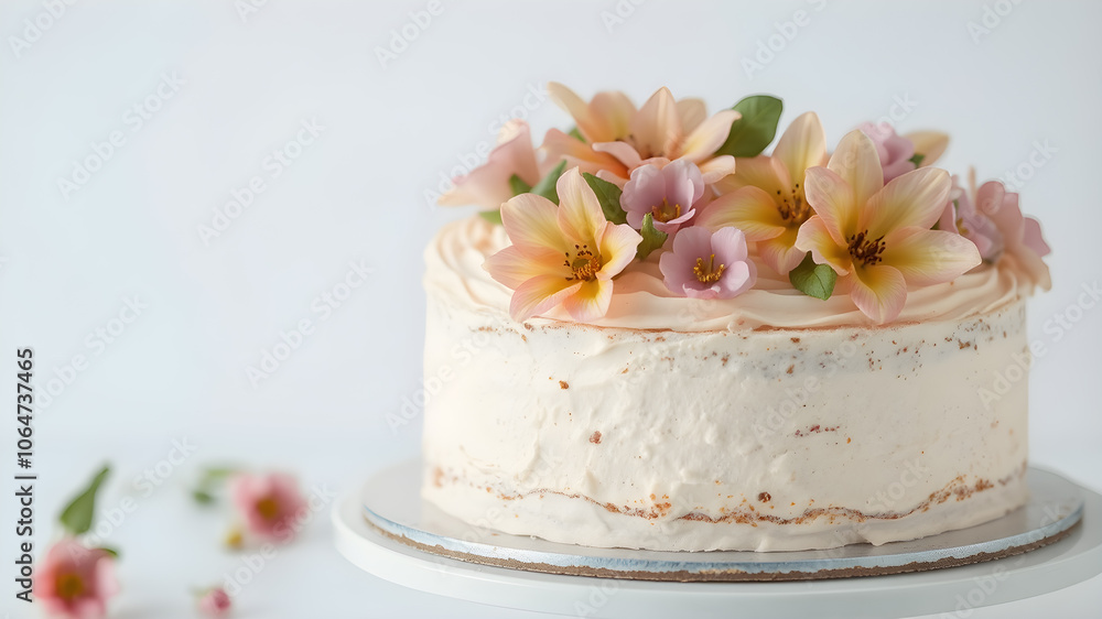 Home made decorate beautiful flowers cakes on wood background for Valentine Day Birthday Wedding and Festive copy space Home made decorate beautiful flowers cakes on wood background for Valentine Day Birthday Wedding and Festive copy space