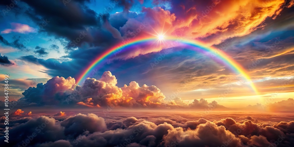 Ethereal Rainbow Cloudscape: A Mesmerizing Panorama of Vibrant Colors Illuminating the Sky with Wonder and Awe Ethereal Rainbow Cloudscape: A Mesmerizing Panorama of Vibrant Colors Illuminating the Sky with Wonder and Awe