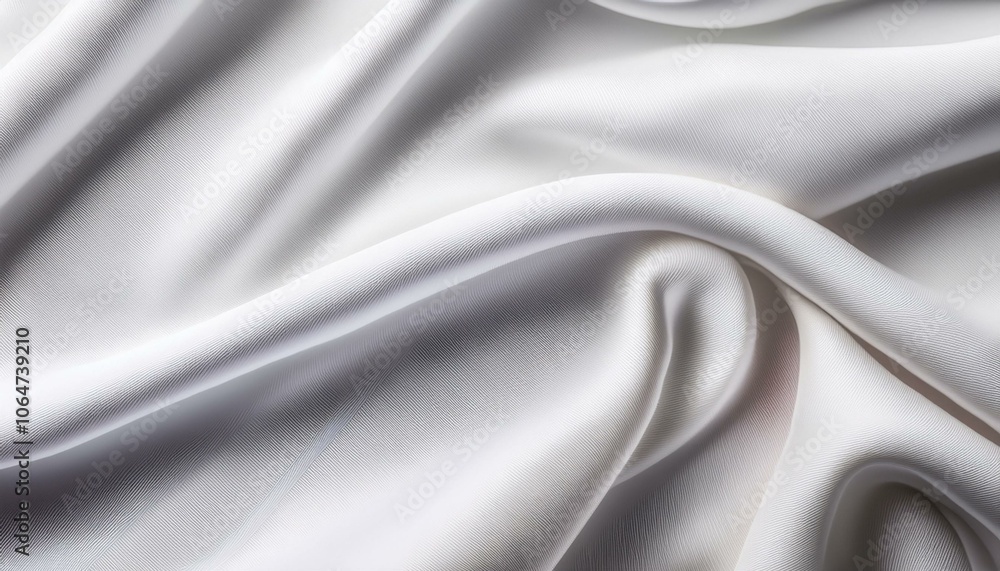 Obraz premium 繊細な陰影が特徴の白い布テクスチャ、柔らかでシルク風の優雅な質感