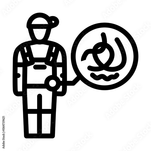 kid boy helminth worm line icon vector. kid boy helminth worm sign. isolated contour symbol black illustration