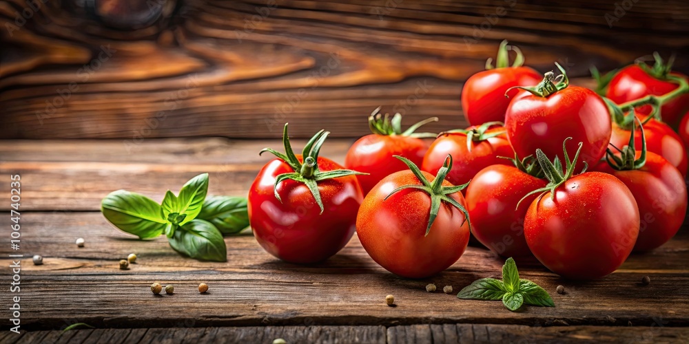 Fresh ripe tomatoes on a rustic wooden table , organic, vegetables, red, healthy, cooking, salad, garden, farm Fresh ripe tomatoes on a rustic wooden table , organic, vegetables, red, healthy, cooking, salad, garden, farm