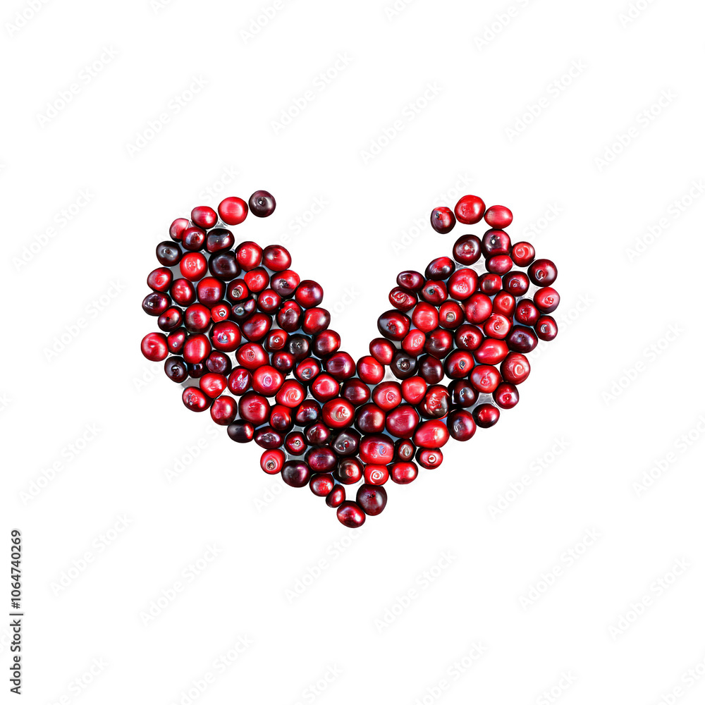 Cranberries bright red small and round tightly packed in a perfect heart outline Food and Cranberries bright red small and round tightly packed in a perfect heart outline Food and