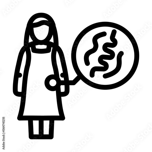 kid girl helminth worm line icon vector. kid girl helminth worm sign. isolated contour symbol black illustration