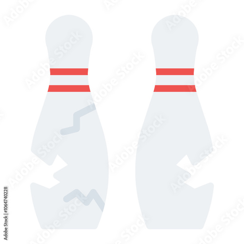 Broken Pin icon vector image. Can be used for Bowling.