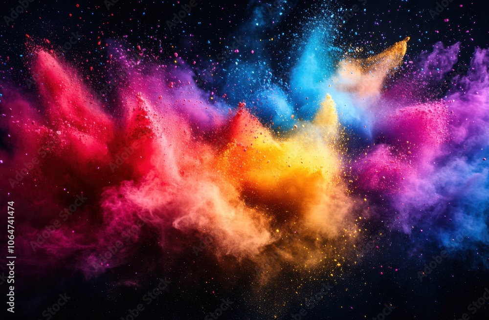 Colorful Powder Explosion on Black Background Colorful Powder Explosion on Black Background