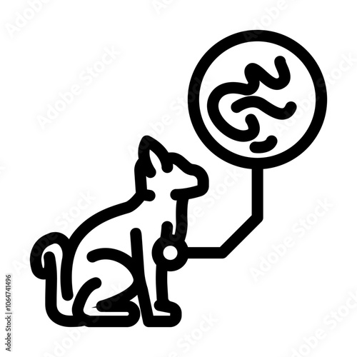 cat parasite worm line icon vector. cat parasite worm sign. isolated contour symbol black illustration