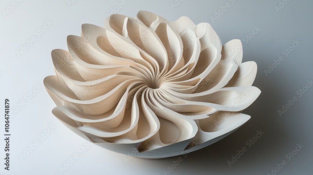 A round, flower-shaped design with lots of curved lines. A round, flower-shaped design with lots of curved lines.