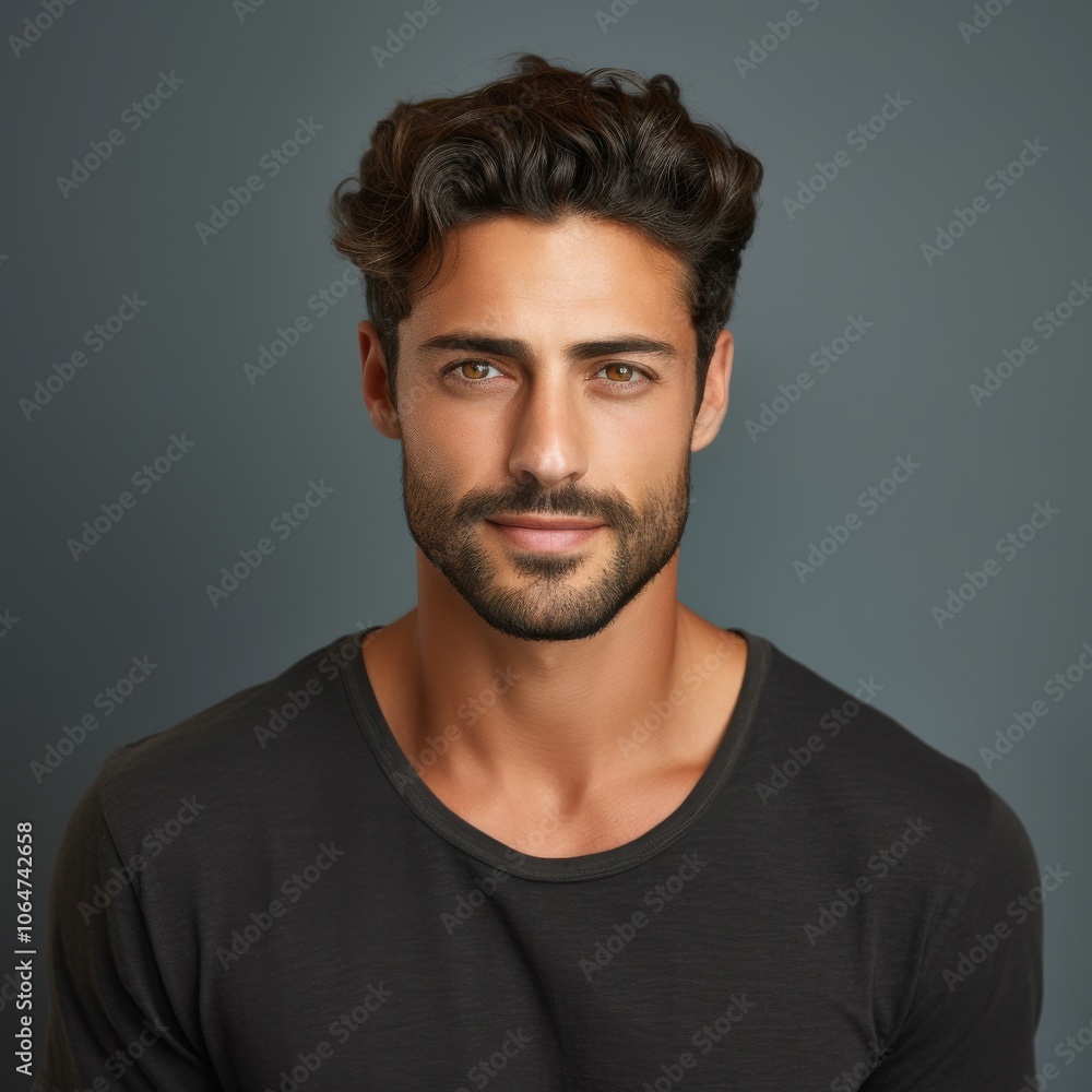 Joyful Man with Engaging Expression in Comfortable Clothes Surrounded by a Vibrant Studio Setting Joyful Man with Engaging Expression in Comfortable Clothes Surrounded by a Vibrant Studio Setting