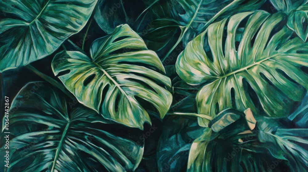 Lush Green Tropical Leaves Background Lush Green Tropical Leaves Background