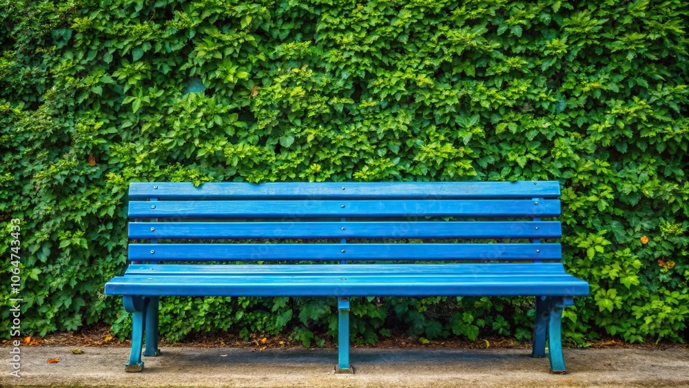 Wooden bench surrounded by green leaves Wooden bench surrounded by green leaves