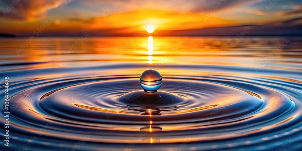 Clear water drop with circular waves on sunset background, water, drop, clear, circular, waves, sunset, background Clear water drop with circular waves on sunset background, water, drop, clear, circular, waves, sunset, background
