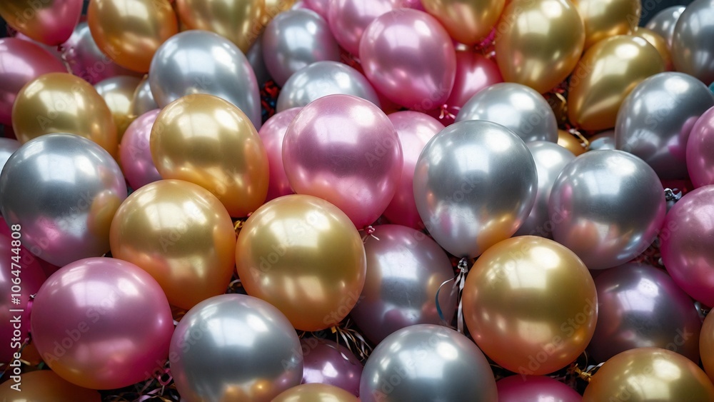 Colorful balloons in a festive mood, piled together in a vibrant background with copy space Colorful balloons in a festive mood, piled together in a vibrant background with copy space