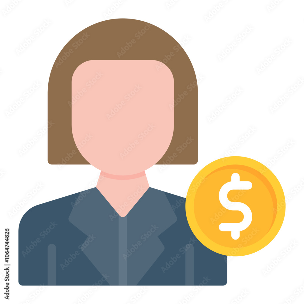 Female Finance Officer icon vector image. Can be used for Trading. Female Finance Officer icon vector image. Can be used for Trading.