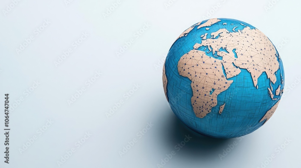 A detailed globe showcasing the continents and oceans, highlighting geographical features on a clean, light background. A detailed globe showcasing the continents and oceans, highlighting geographical features on a clean, light background.