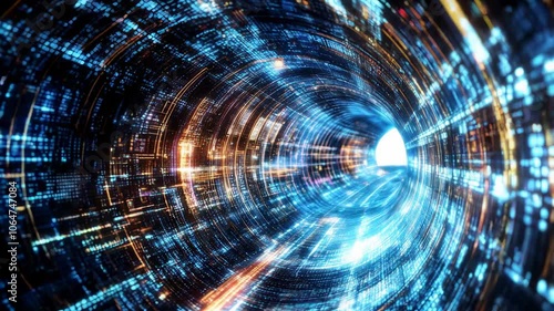 Digital Tunnel Of Cyberspace Background