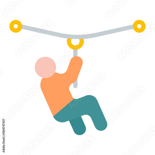 Zip Lining icon vector image. Can be used for Adventure.