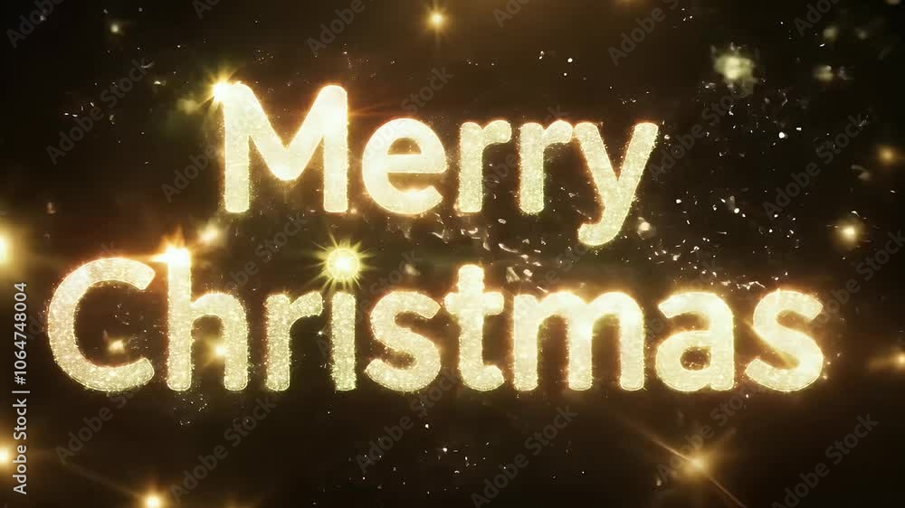Sparkling golden 'Merry Christmas' text on a dark background. Sparkling golden 'Merry Christmas' text on a dark background.
